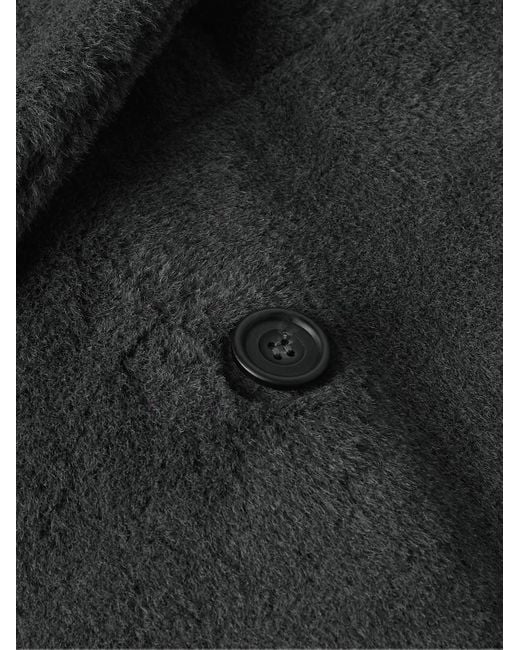 Richard James Black Teddy Double-breasted Belted Alpaca Coat for men