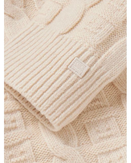 Acne Natural Kelvir Face Cable-Knit Wool-Blend Sweater for men