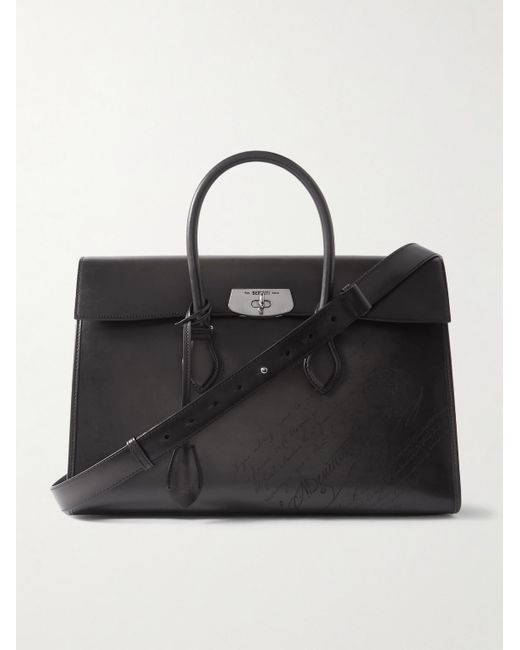 Berluti Black E'Mio Scritto Venezia Leather Briefcase for men