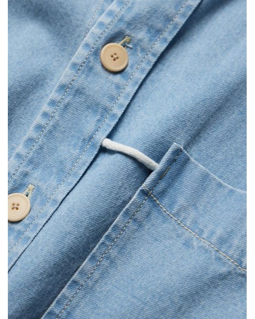 Folk Blue Loop Cord-Trimmed Denim Shirt for men
