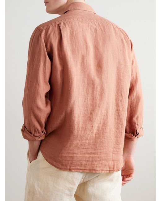Hartford Pink Paul Pat Linen Shirt for men