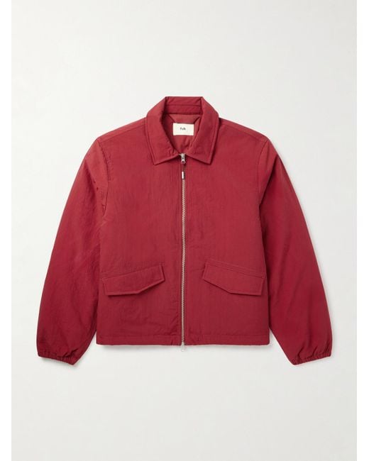 Folk Red Wadded Ripstop Bomber Jacket for men