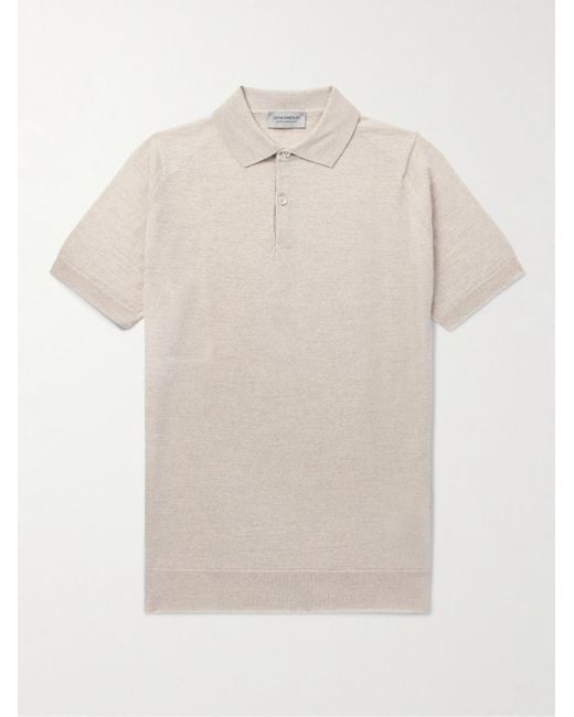 John Smedley White Payton Slim-Fit Wool Polo Shirt for men