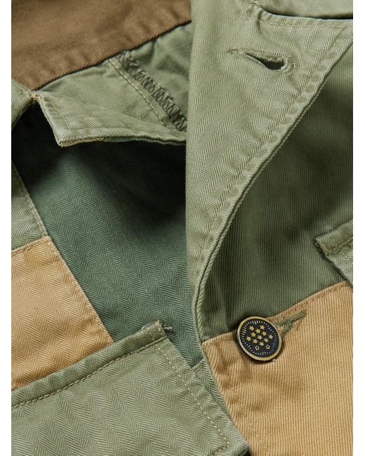 RRL Green Infantry Patchwork Cotton Shirt for men