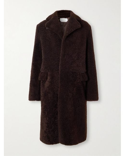 Gabriela Hearst Black Leather-Trimmed Shearling Car Coat for men