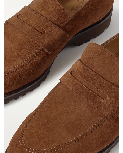 Majordome Brown M08 Suede Penny Loafers for men