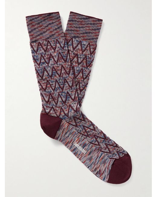 Missoni Socken aus einer Baumwollmischung in Häkelstrick mit Streifen in Purple für Herren