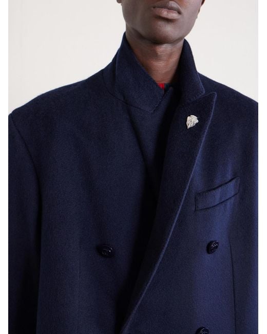 Gucci Blue Oversized Double-Breasted Embellished Cashmere Coat for men