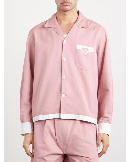 Heart Deco Logo-Appliquéd Cotton-Faille Shirt di Bode in Pink da Uomo