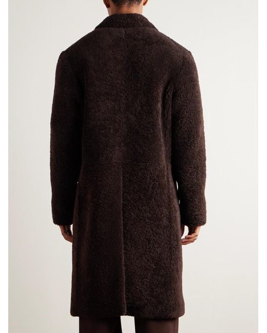 Gabriela Hearst Black Leather-Trimmed Shearling Car Coat for men