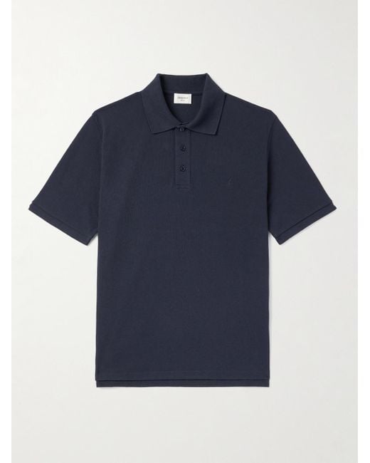 Saint Laurent Blue Logo-Embroidered Cotton-Blend Piqué Polo Shirt for men
