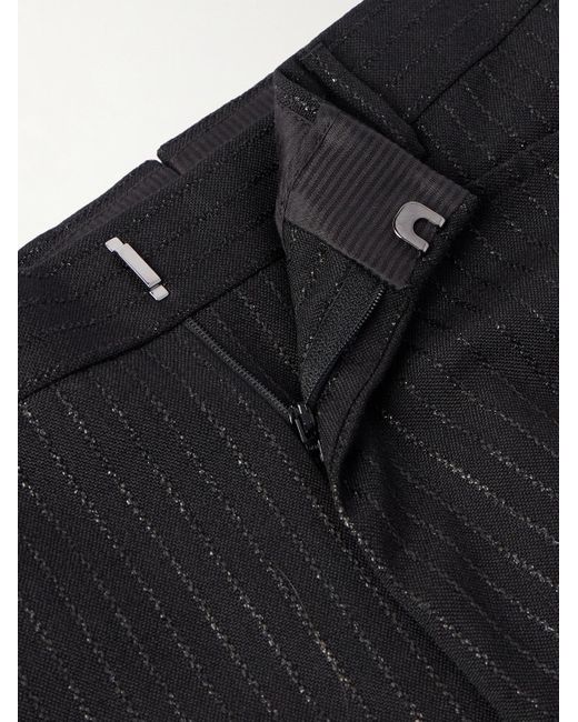 Tom Ford Schmal und gerade geschnittene Smokinghose aus Metallic-Webstoff mit Streifen in Black für Herren