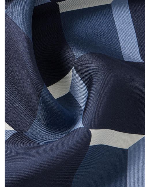 Tom Ford Blue Printed Silk-Twill Pocket Square for men