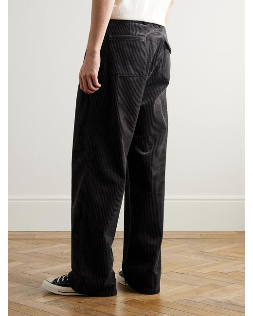 Oliver Spencer Black Orsman Wide-Leg Cotton-Blend Corduroy Trousers for men