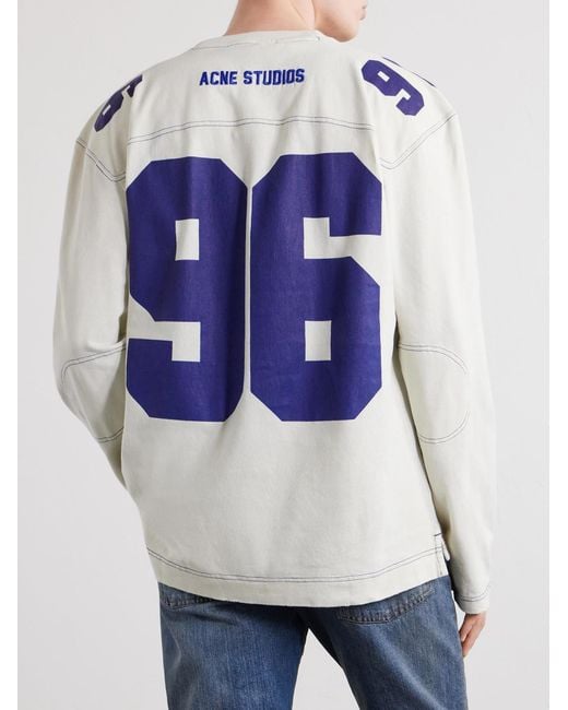 Acne Blue Exfold Printed Cotton-Jersey T-Shirt for men