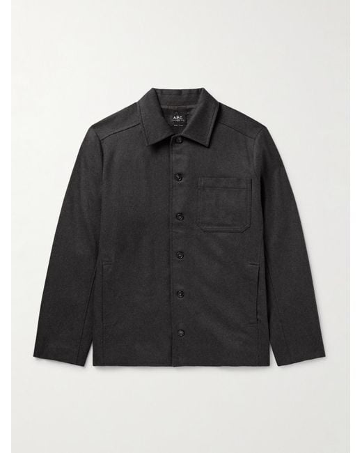 A.P.C. Black Jamie Recycled Wool-blend Overshirt for men