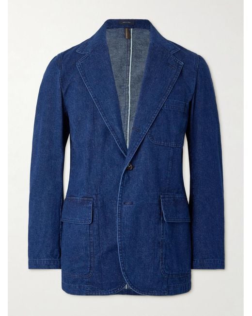 Drake's Blue Miki Denim Blazer for men