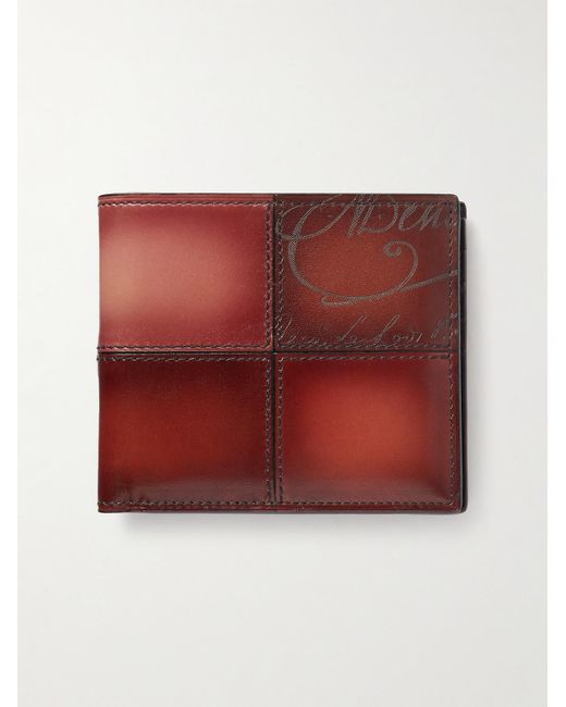 Berluti Makore Neo Scritto aufklappbares Portemonnaie aus Venezia-Leder mit Ziernähten in Red für Herren