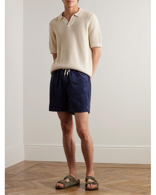 Polo Ralph Lauren Blue Prepster Straight-Leg Cotton-Corduroy Drawstring Shorts for men