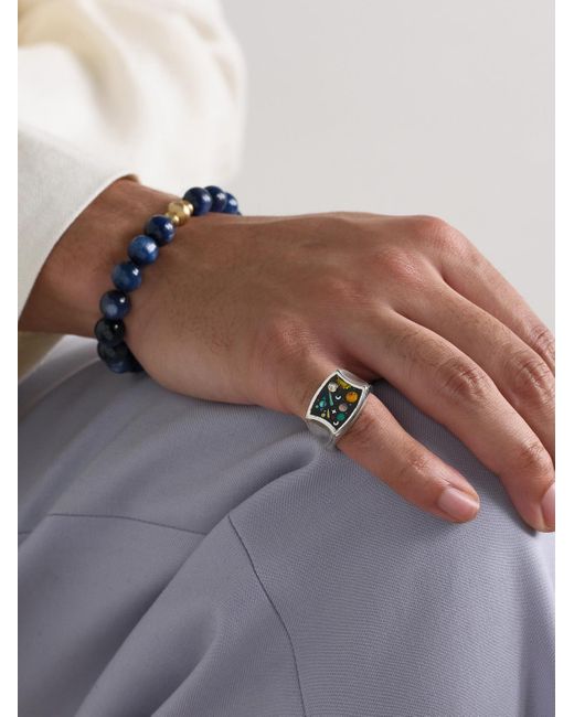 Jacquie Aiche Black Sterling Silver Multi-stone Ring for men