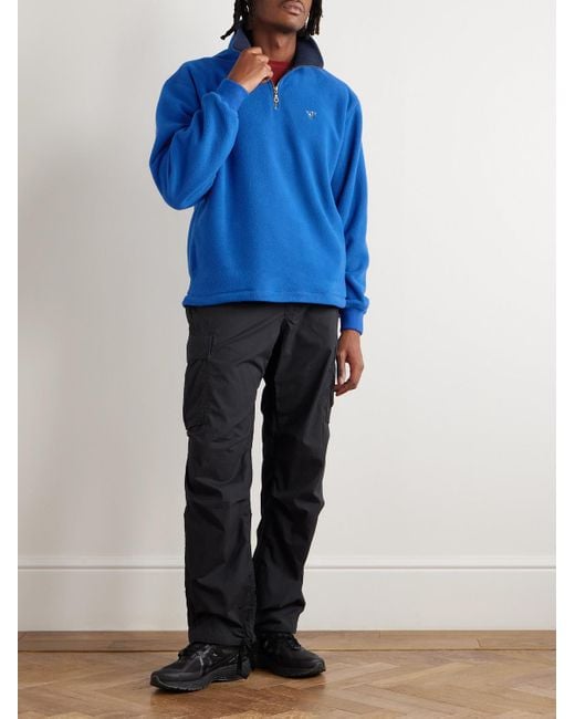 Aimé Leon Dore Blue Logo-Embroidered Fleece Half-Zip Sweatshirt for men
