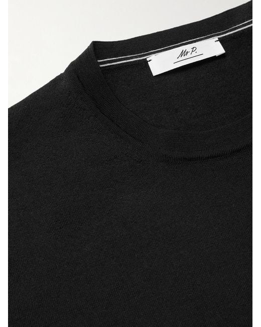 Mr P. Black Merino Wool Sweater for men