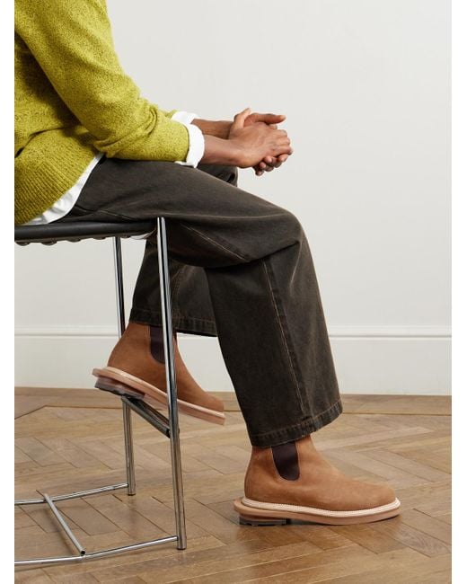 J.M. Weston Brown Sacai Nubuck Chelsea Boots for men