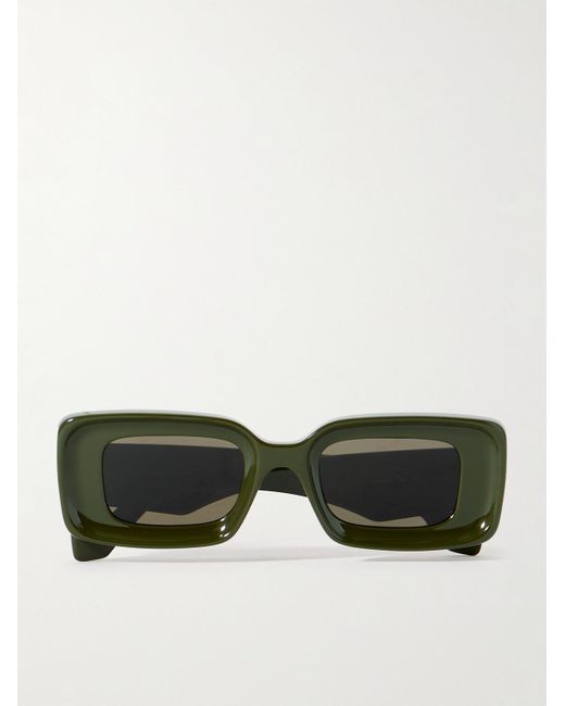 Loewe Green Anagram Rectangular-frame Acetate Sunglasses for men