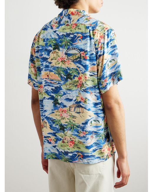 Polo Ralph Lauren Blue Clady Convertible-collar Printed Poplin Shirt for men