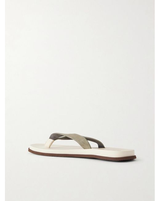 Brunello Cucinelli Natural Suede Flip Flops for men