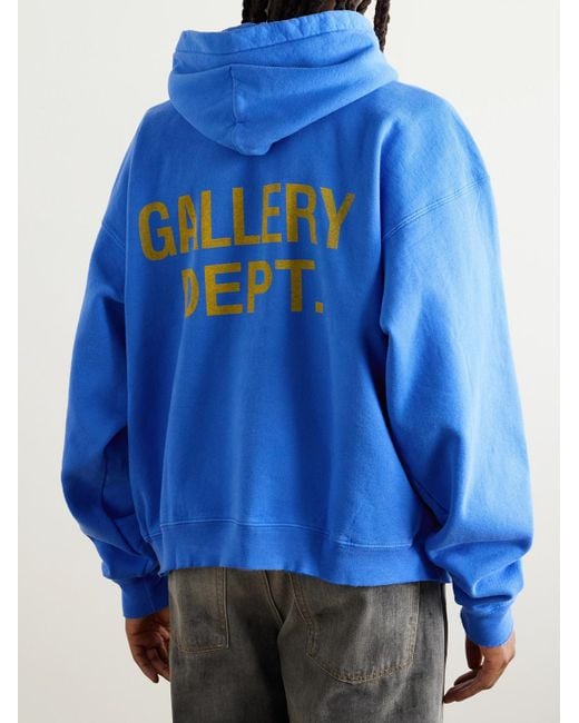 GALLERY DEPT. Blue 90's Oversized Logo-Print Cotton-Jersey Hoodie for men