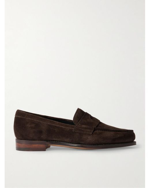 Drake's Brown Charles Suede Penny Loafers for men