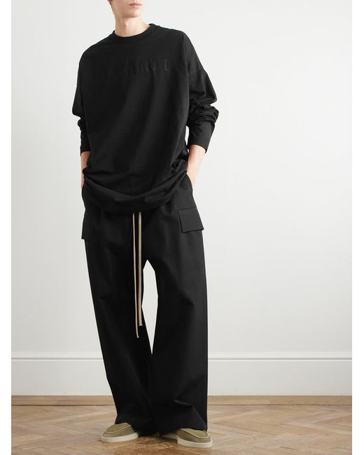 Fear Of God Black Eternal Oversized Logo-Flocked Cotton-Jersey T-Shirt for men