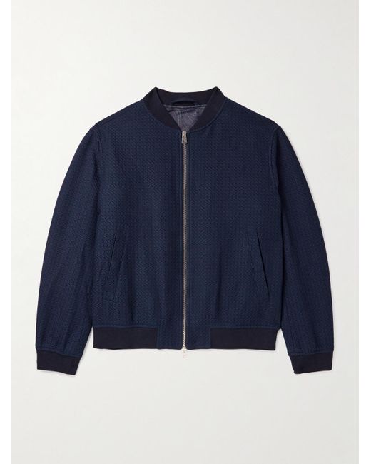 Etro Blue Jacquard-knit Cotton Bomber Jacket for men