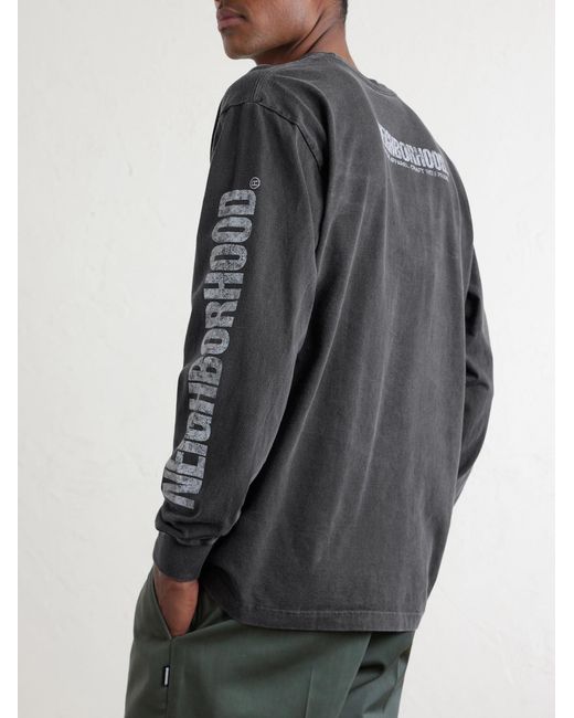 Neighborhood Gray Logo-Print Cotton-Jersey T-Shirt for men