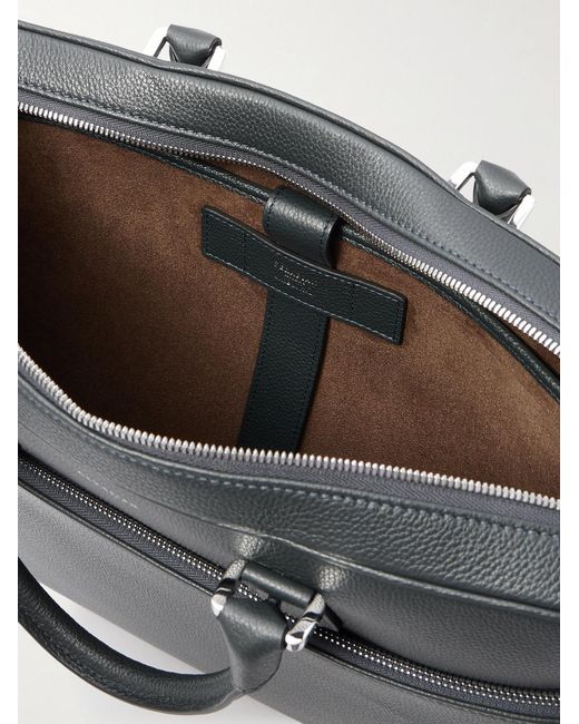 Serapian Black Cachemire Full-Grain Leather Briefcase for men