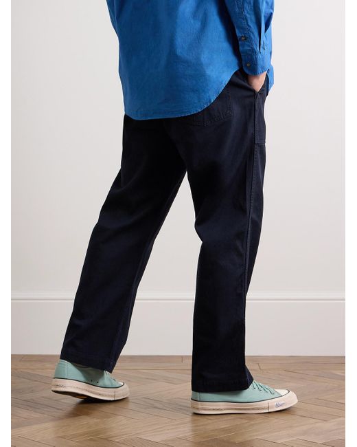 Pantaloni a gamba dritta in twill di misto lyocell TM tinti indaco di Blue Blue Japan in Blue da Uomo