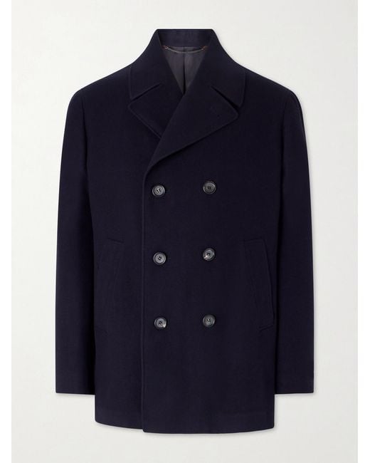Canali Blue Double-Breasted Wool Jacket for men