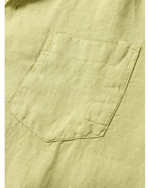 Frescobol Carioca Yellow Angelo Camp-collar Linen Shirt for men