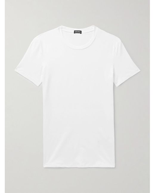 T-shirt in jersey di cotone stretch di Zegna in White da Uomo