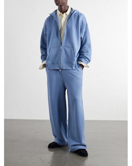 The Elder Statesman Blue Cotton-Jersey Zip-Up Hoodie for men