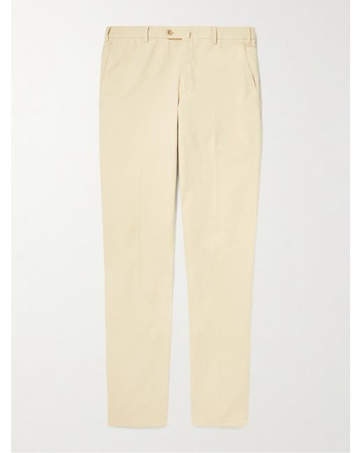 Loro Piana Natural Pantaflat Slim-Fit Pleated Stretch-Cotton Trousers for men