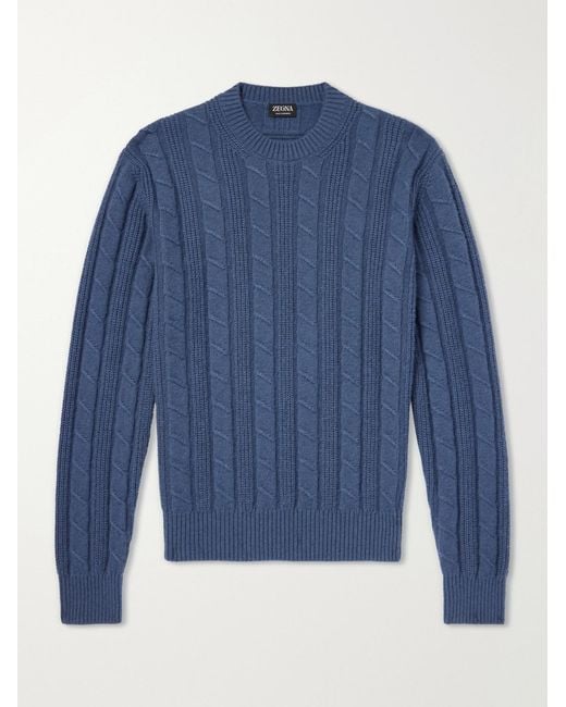 Zegna Blue Oasi Knitted Cashmere Sweater for men