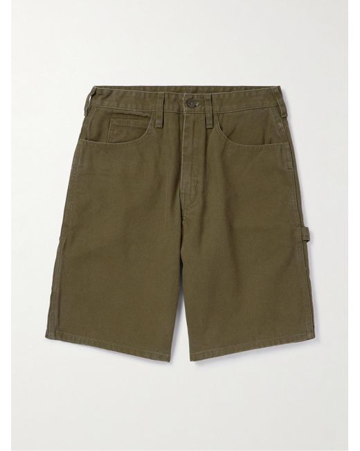 One Of These Days Green Painter Straight-leg Logo-appliquéd Cotton-canvas Shorts for men