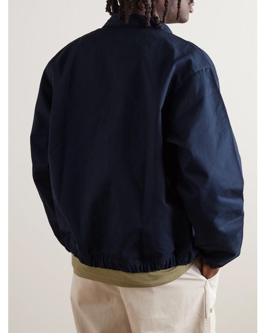 Nike Blue Logo-embroidered Cotton-twill Harrington Jacket for men