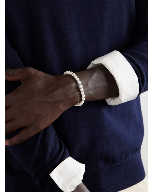 Mikia White Circle 8 Sterling And Magnesite Bracelet for men
