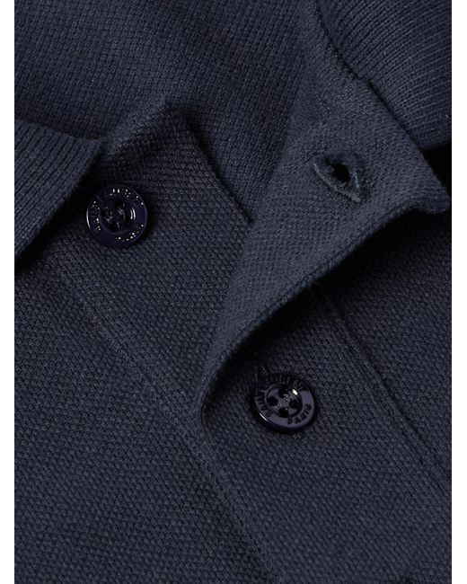 Saint Laurent Blue Logo-Embroidered Cotton-Blend Piqué Polo Shirt for men
