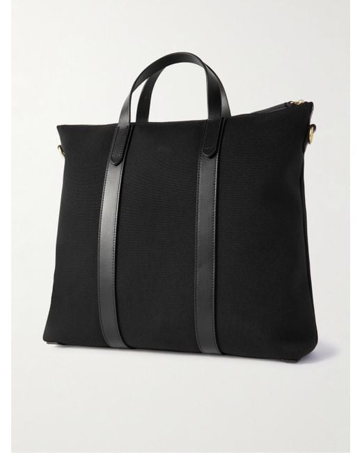Mismo Black M/s Mate Leather-trimmed Canvas Tote Bag for men