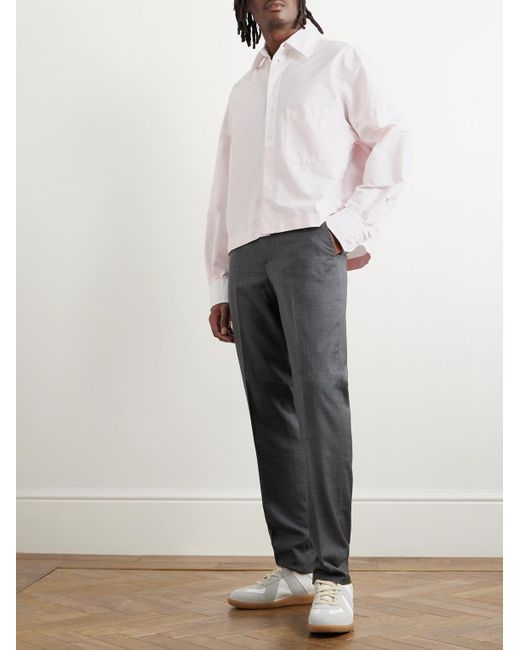 Thom Browne Natural Grosgrain-trimmed Supima Cotton Oxford Shirt for men