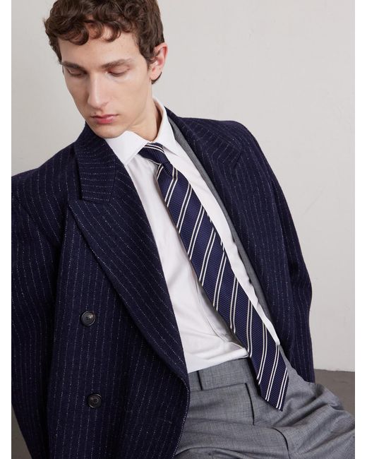 Tom Ford Blue 8Cm Striped Silk-Jacquard Tie for men